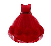 Lito Angels Vestito Damigella Abito da Festa Cerimonia Elegante per Bambina Taglia 8-9 Anni, Rosso (Etichetta in Tessuto 140)