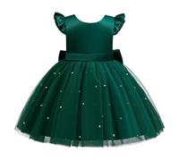 Lito Angels Vestito Damigella Abito da Festa Cerimonia Natale Elegante con Perla per Bambina Taglia 5-6 Anni, Verde