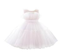 Lito Angels Vestito Damigella Abito da Festa Nozze Cerimonia Elegante per Bambina Taglia 3-4 Anni, Bianco (Etichetta in Tessuto 100)