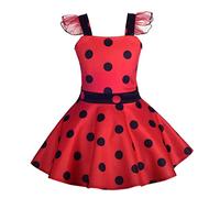 Lito Angels Vestito Eroina a Pois per Bambina, Rosso, 7-8 Anni 128