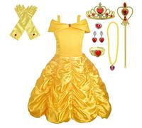 Lito Angels Vestito Principessa Belle Costume la Bella e la Bestia con Accessori per Ragazza Taglia 10-11 Anni, Giallo, Stile 1