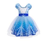 Lito Angels Vestito Principessa Elsa Estate in Tulle Corto Abito Blu Carnevale Bambina 2-3 Anni per Halloween Natale Compleanno Feste Travestimento Taglia 98