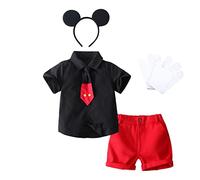 Lito Angels Vestito Topolino Costume da Mickey con Cerchietto Orecchie di Topo e Guanto Bianco per Bambino Taglia 18-24 Mesi (Etichetta in Tessuto 80), B