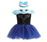 Lito Angels Vestito Tutina Principessa Anna con Fascia per Bimba Taglia 9-12 Mesi, Blu