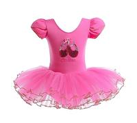 Lito Angels Vestito Tutu Ballerina Bambina, Body Gonnellino Danza Classica Balletto Taglia 6-8 Anni, Manica Corta, Rosa Caldo (Etichetta in Tessuto XXL)