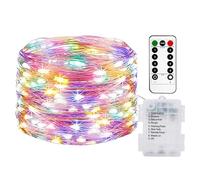 litogo 1 Pezzo Lucine LED Decorative a Batteria, 10M 100 LED Stringa Luci Led a Batteria con Telecomando 8 Modes Catena Luminosa Impermeabile Luci Natale per Esterno Interno Giardino, Colorato