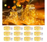 litogo 12 Pezzi Stringa Luci LED a Batteria, 20 LED 2M Impermeabile 3 Modalità con Timer Mini Lampada a Fili di Rame Caldo, per Interni ed Esterni, Natalizi, Matrimoni, Feste di Compleanno