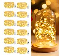 litogo 12 Pezzi Stringa Luci LED a Batteria con 3 Modalità, 2M 20 LED Lucine Decorative a Batteria, Filo di Rame Mini Led a Pila Impermeabile per Interno Esterno Natale Matrimoni, Bianco Caldo