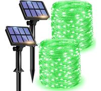 litogo [2 Pacchi] 12m 120 LED Verde Catena Luminosa Esterno, Luci Solari Esterno, Filo Luci Led 8 modalità Lucine da Esterno Decorative Per Giardino, Natale, Patio, Cortile, Matrimonio, Festa