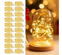 litogo 20 Pezzi Stringa Luci LED a Batteria, 2M 20 LED 3 Modalità Lucine di Natale Decorative a Batteria, Filo di Rame Mini Led a Pila Impermeabile per Interni Matrimoni, Bianco Caldo