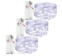 litogo 3 luci a LED con timer, 3 m, 30 LED, filo di rame, per interni, funzionamento a batteria AA, catena luminosa per Natale, camera da letto, finestre, feste, balcone, decorazione bianca fredda
