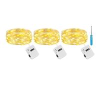 litogo 3 Pezzi Stringa Luci LED a Batteria con 3 Modalità, 2M 20 LED Lucine Decorative a Batteria, Filo di Rame Mini Led a Pila Impermeabile per Interno Esterno Natale Matrimono, Bianco Caldo