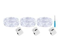 litogo 3 Pezzi Stringa Luci LED a Batteria con 3 Modalità, 2M 20 LED Lucine Decorative a Batteria, Filo di Rame Mini Led a Pila Impermeabile per Interni Esterni Natale Matrimoni, Bianco Freddo