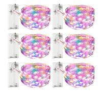 litogo 6 Pezzi Lucine Led Decorative a Batteria con Timer, 3M 30 LED Luci Albero di Natale a Batteria Impermeabile, Mini Filo Luci Led Batteria per Interno, Matrimonio, Multicolore