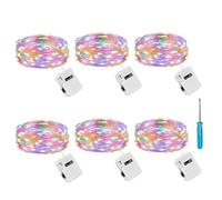 litogo 6 Pezzi Stringa Luci LED a Batteria con 3 Modalità, 2M 20 LED Lucine Decorative a Batteria, Filo di Rame Mini Led a Pila Impermeabile per Interni Esterni Natale Matrimoni, Multicolore