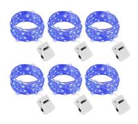 litogo 6 Pezzi Stringa Luci LED a Batteria con Tre Modalità, 2M 20 LED Lucine Decorative a Batteria, Filo di Rame Mini Led a Pila Impermeabile per Interni Esterni Natale Matrimoni, Blu