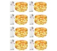 litogo 8 pezzi catena luminosa con timer a batteria, 3 m, 30 LED, per interni, impermeabile, filo di rame, luci a batteria (batteria AA), per Natale, matrimonio, bianco caldo