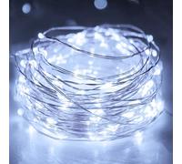 litogo Catena luminosa con timer a batteria, 3 m, 30 LED, per interni, impermeabile, filo di rame, luci alimentate a batteria (batteria AA), per feste, Natale, matrimonio, bianco freddo