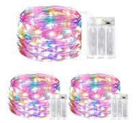 litogo Stringa Luci a Batteria, 3 Pezzi 5M 50 Led Timer Rame filo Ghirlanda Catena Luminose Lucine Fata Luci per Matrimonio Decorative Festa, Natalizie, Interno letto Camera, Multicolore