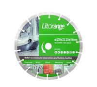 Litorange 1 lama diamantata da 230 mm per tagliapiastrelle e tagliapiastrelle - Bordo segmentato per il taglio di muratura, come mattoni, pietra, piastrelle