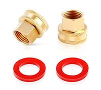 Litorange 2 Pack Lead-Free Brass Garden Hose Threaded 3/4" GHT to 1/2 NPT Fitting Connect, Green Thumb Quick Swivel Connector Adapter, Double Female Thread 3/4" x 1/2" NPT Pipe