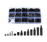 Litorange Assortimento di 320 dadi esagonali M2 maschi e femmine in nylon (nero)