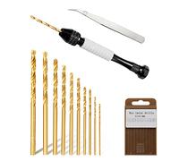 Litorange Trapano manuale da 9 cm con 10 punte elicoidali HSS contenenti cobalto (0,8 - 3,0 mm) Mini trapano a mano Pin Vise Mini Set per modellismo e fori in legno, resina