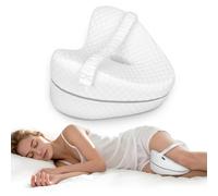 LITSPOT Oreiller de Jambe Oreiller de Genou Ergonomique en Mousse à Mémoire de Forme avec Bande Réglable pour Dormir pour Soulager la Pression - Hanches, Jambes, Genoux, Blanc