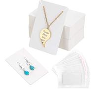 Litthing 100Pcs Display per Orecchini + 200Pcs Sacchetti Autosigillanti, Carta Kraft Preforati Scheda Orecchino per Display con Buste Autoadesive per Orecchini Borchie Collane (Bianco)