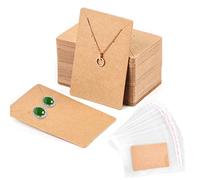 Litthing 100Pcs Display per Orecchini + 200Pcs Sacchetti Autosigillanti, Carta Kraft Preforati Scheda Orecchino per Display con Buste Autoadesive per Orecchini Borchie Collane (Marrone)