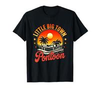 Little a Big Town Pontoon Sunset Summer Vacation Ritirato Maglietta