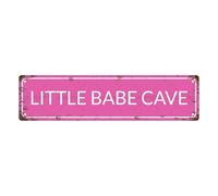 Little Babe Cave, Targa in metallo vintage, cartello stradale, decorazione per la casa, decorazione per la stanza, decorazione da parete, decorazione per bagno, bar, bar, garage, 40,6 x 10,2 cm