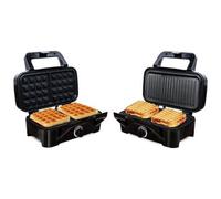 8368 Speed'n Mixt 1200, Piastra Per Waffle E Grill 2 In 1, 1 Piastra Per Waffle, 1 Piastra Grill Intercambiabile, 1200 W, Acciaio Inossidabile