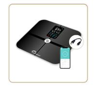 Little balance 8415 Cardio Connect 4 USB, Impedenzimetro connesso senza batteria, ricaricabile USB, 180 kg, vetro temperato, nero