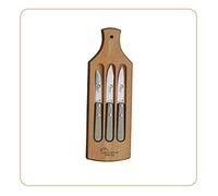 Little balance 8425 - Cofanetto 3 coltelli Office - Fabbricazione 100% francese - Set di 3 coltelli da cucina - Lama in acciaio inox Esprit de Thiers - 2 coltelli da ufficio - 1 coltello con becco per uccello - tagliere