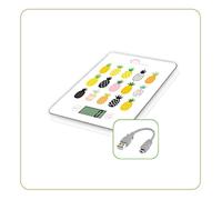 LITTLE BALANCE 8549 Slim Antifrutta USB-C, Bilancia da cucina senza batteria, ricaricabile USB-C, riparabile, 5 kg, Aperifrutta