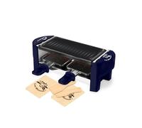 LITTLE BALANCE 8616 Raschietto 2 Meuuh…!, Dispositivo per raclette 1/2 persone, Grill rimovibile, 2 spatole + 2 tavolette, senza PFAS, antiaderente, 320 W, blu notte
