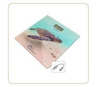 LITTLE BALANCE 8653 Green Planet USB-R, Bilancia pesapersone Senza Batteria, Ricaricabile USB, riparabile, 180 kg, Design Green Planet Tartaruga