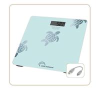 LITTLE BALANCE 8730 Tartarughe Aqua metallizzate, Bilancia pesapersone senza batteria, ricaricabile USB, riparabile, 180 kg, design Aqua metallizzato