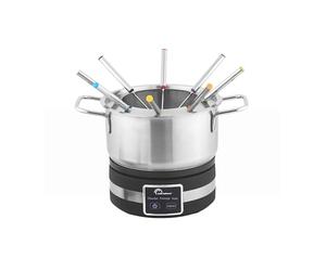 LITTLE BALANCE 8965 Digitale Fondue 8, Apparecchio per fonduta 8 persone, 3 programmi, Caquelon in acciaio inox, Compatibile a induzione, 1,2 litri, 1200 W, Nero/Inox