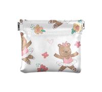 Little Bear Ballet Pattern Squeeze Coin Purse Pouch Change Holder PU Leather Mini Wallet Coin Pocket per donne ragazze uomini