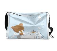 Little Bear - Borsone in pelle per uomo, donna, ragazzi e ragazze, borsa da viaggio con orso per il fine settimana, sport, palestra, borsa da viaggio, borsa a tracolla singola, Colore, 18.5L,