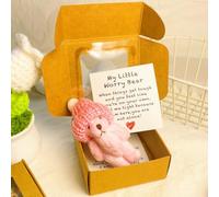 Little Bear in Box, Mini Orsetto Peluche con Cappello in Scatola, Regalo di Conforto Fatto a Mano con Biglietto, per Amico, Incoraggiamento, Tristezza o Momento Speciale(Pink)