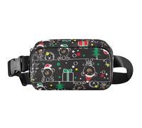 Little Bear - Marsupio impermeabile da donna, con motivo Babbo Natale, per festival, viaggi, viaggi, 20,3 x 13,5 x 5,8 cm, divertente, carino, con orsetto di Babbo Natale, nero, 20,3 x 13,5 x 5,8 cm