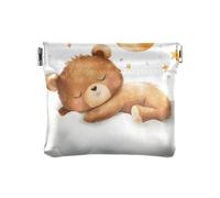 Little Bear Stars and Moon - Portamonete da schiacciare, in pelle PU, mini portafoglio portamonete per donne, ragazze e uomini