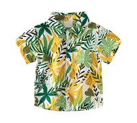 Little & Big Boys Down Hawaii - Camicia a maniche corte con motivo tropicale, per bambini da 2 a 8 anni, per ginnastica, colore giallo, 2-3 anni