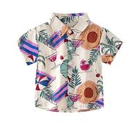 Little & Big Boys Down Hawaii - Camicia a maniche corte con motivo tropicale, per bambini dai 2 agli 8 anni, per ginnastica, colore viola, 3-4 anni