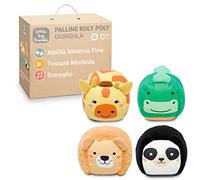 Little Big Friends Palline coccolose Set di 4 palline, giocattolo sensoriale per bambini | A tema giungla