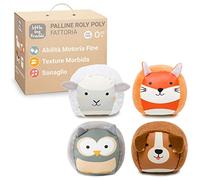 Little Big Friends Palle Sensoriali Neonato Set 4 | Palle Tattili Montessori con Sonaglio | Palle Morbide per Neonato 3-6 Mesi | Gioco Sensoriale per Bambini | Fattoria