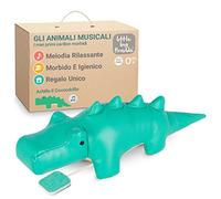 Little Big Friends peluche musicale a carica | Pupazzo tira-cordicella con ninna nanna | Morbido, facile da pulire, per neonati | Sostiene senso udito e motricità | Achille il Coccodrillo